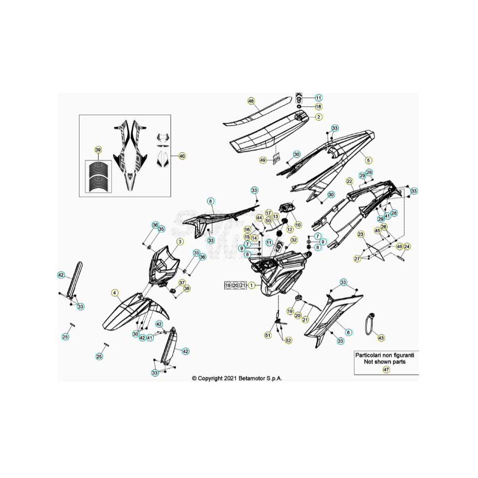 Beta RR125 LC 4T 21 Verkleidung/Sitzbank/Tank 1 Ersatzteile Beta RR125 LC 4T 21 Verkleidung/Sitzbank/Tank 1 Ersatzteile