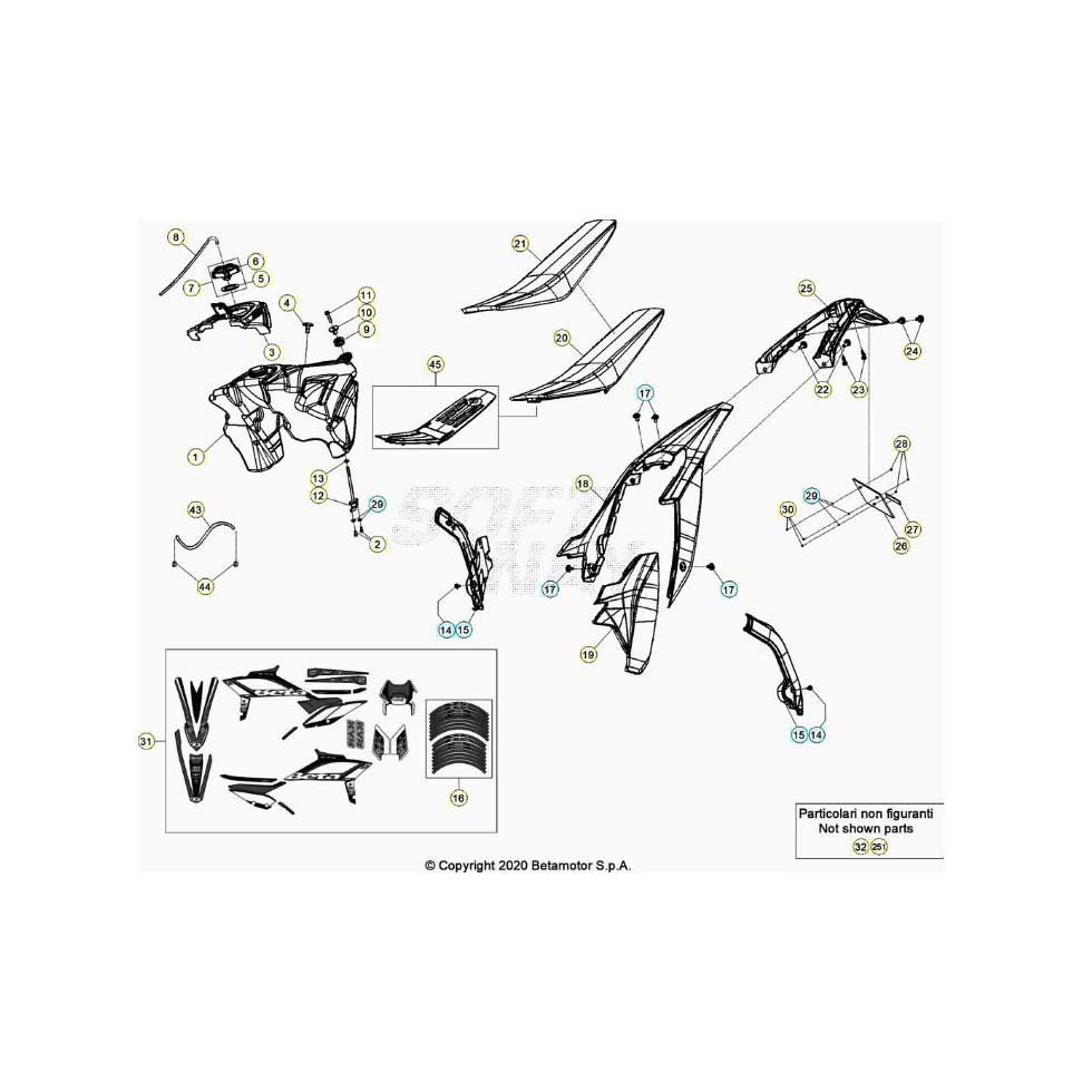 Beta RR125RC 21 Verkleidung/Sitzbank/Tank 1 Ersatzteile