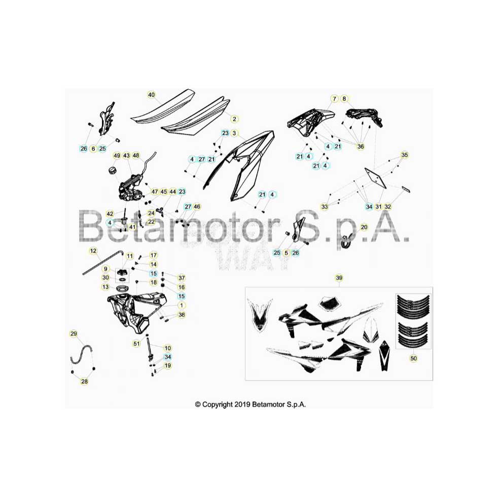 Beta RR250 19 Verkleidung/Sitzbank/Tank 1 Ersatzteile