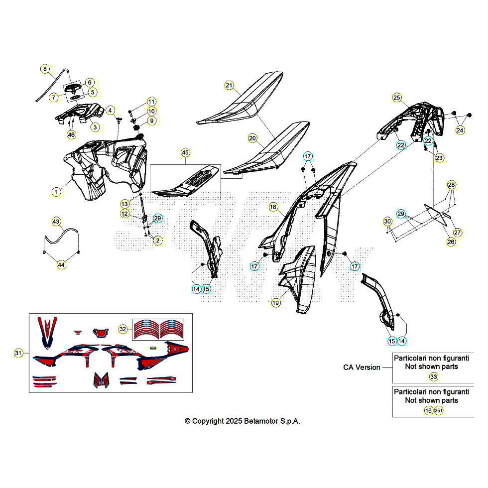 Beta RR250RC 26 Verkleidung/Sitzbank/Tank 1 Ersatzteile