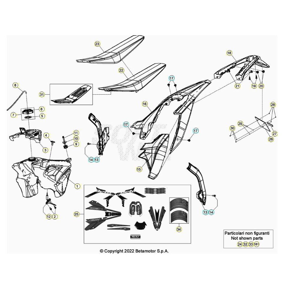 Beta RR430 Racing 23 Verkleidung/Sitzbank/Tank Ersatzteile Beta RR430 Racing 23 Verkleidung/Sitzbank/Tank Ersatzteile