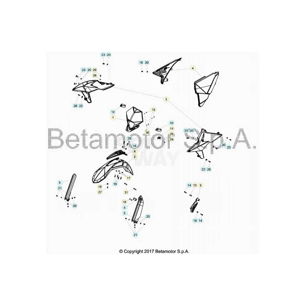 Beta RR250 19 Verkleidung/Sitzbank/Tank 2 Ersatzteile Beta RR250 19 Verkleidung/Sitzbank/Tank 2 Ersatzteile