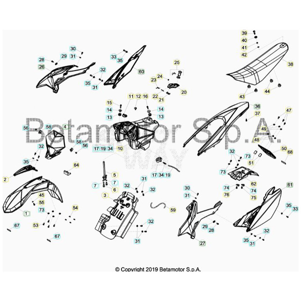 Beta RR50 19 Verkleidung/Sitzbank/Tank 1 Ersatzteile Beta RR50 19 Verkleidung/Sitzbank/Tank 1 Ersatzteile