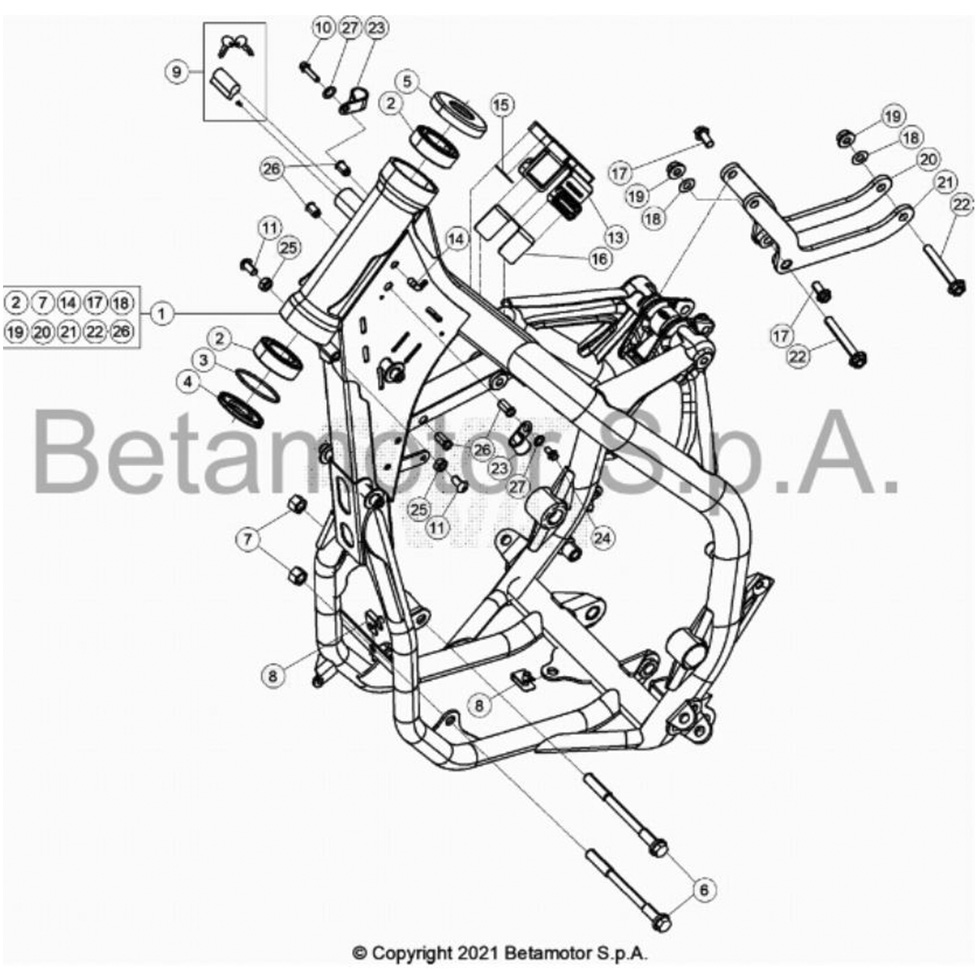 Beta RR250 16 Rahmen-Ausleger Ersatzteile