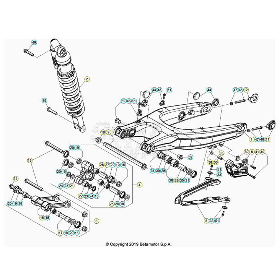 Beta RR350RC 21 4T Schwingarm/Federbein 2 Ersatzteile Beta RR350RC 21 4T Schwingarm/Federbein 2 Ersatzteile