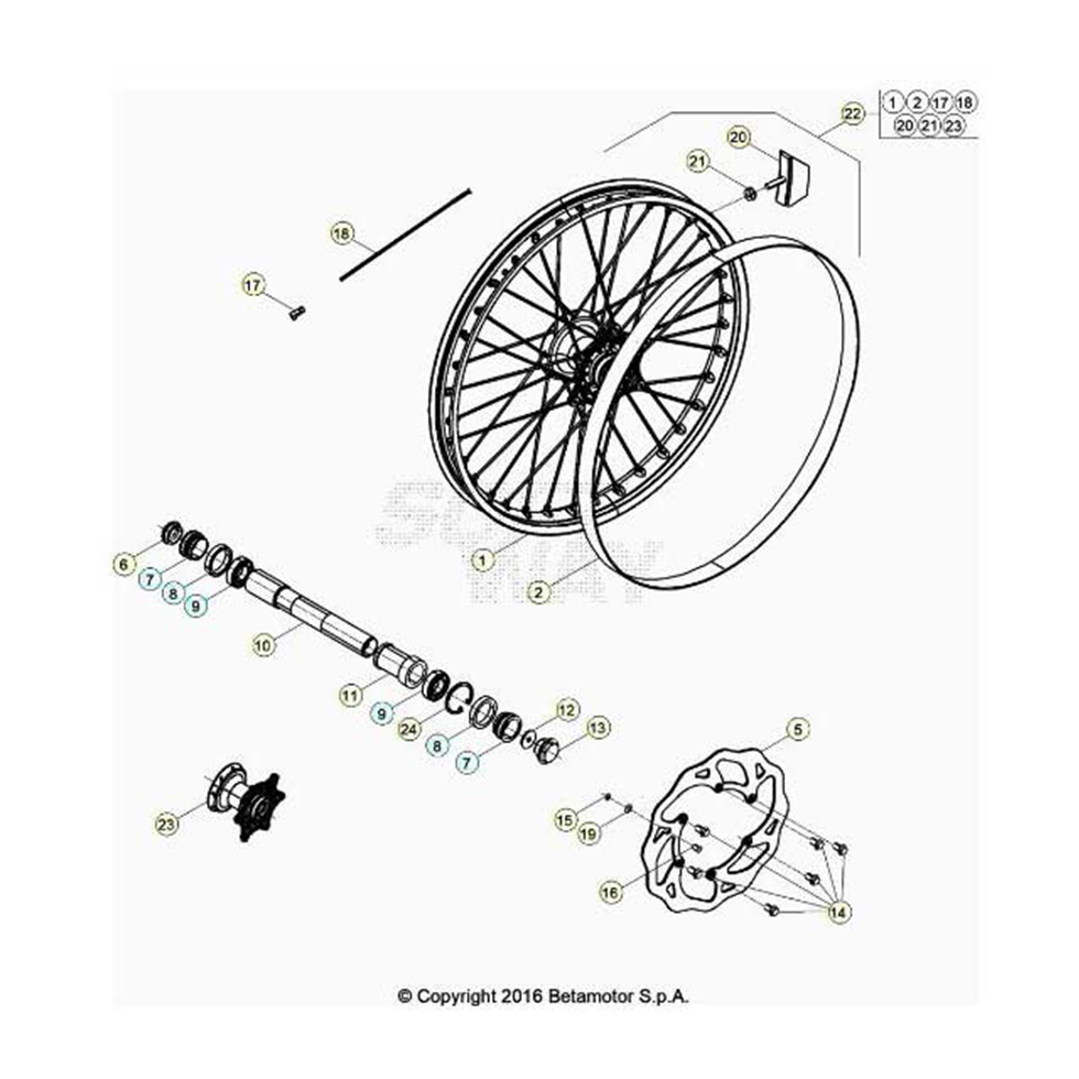Beta RR350RC 24 4T Vorderrad Ersatzteile Beta RR350RC 24 4T Vorderrad Ersatzteile