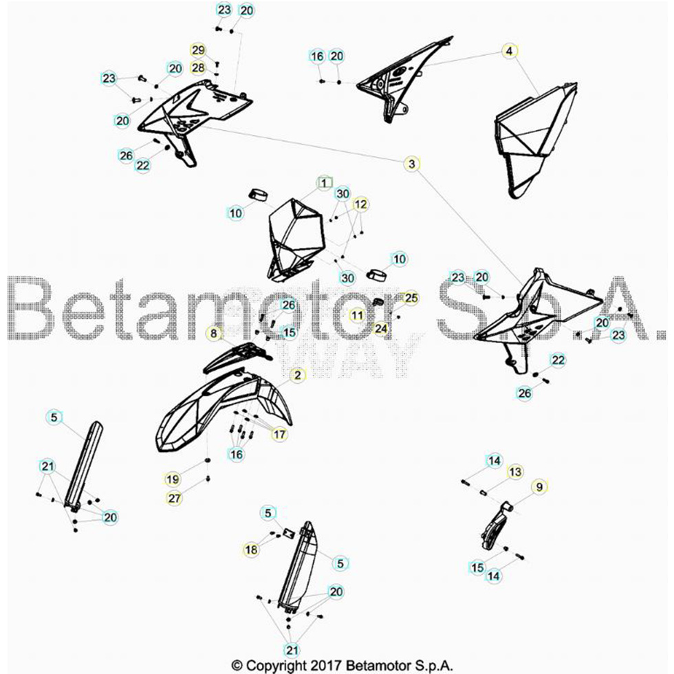 Beta RR250 16 Verkleidung-Sitzbank-Tank 1 Ersatzteile Beta RR250 16 Verkleidung-Sitzbank-Tank 1 Ersatzteile