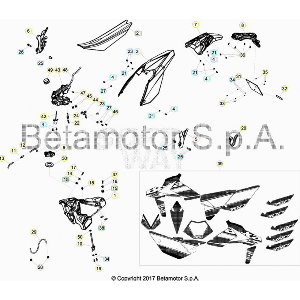 Beta RR250 16 Verkleidung-Sitzbank-Tank 2 Ersatzteile Beta RR250 16 Verkleidung-Sitzbank-Tank 2 Ersatzteile