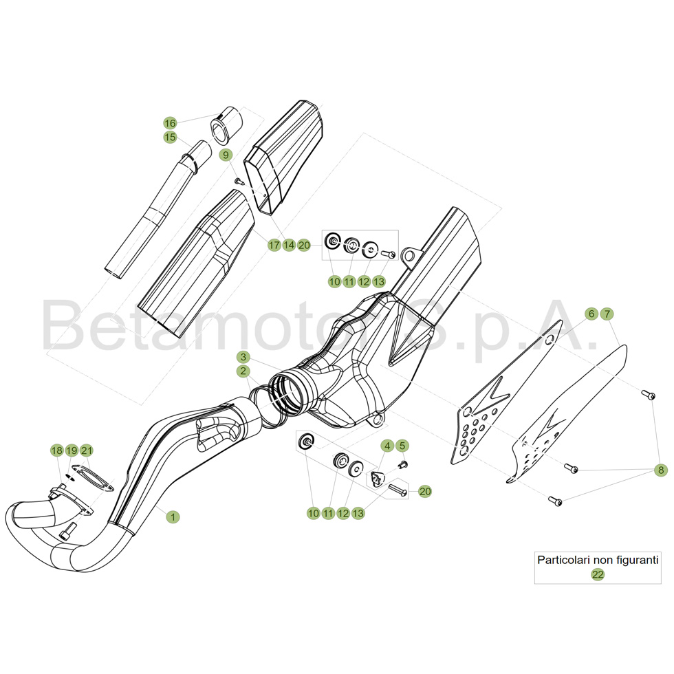 Beta EVO125 18 Auspuffsystem Ersatzteile Beta EVO125 18 Auspuffsystem Ersatzteile