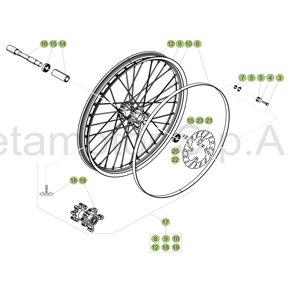 Beta EVO125 17 Vorderrad Ersatzteile Beta EVO125 17 Vorderrad Ersatzteile
