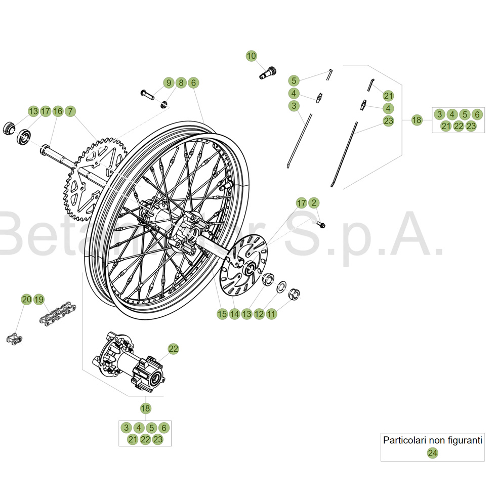 Beta EVO125 17 Hinterrad Ersatzteile Beta EVO125 17 Hinterrad Ersatzteile