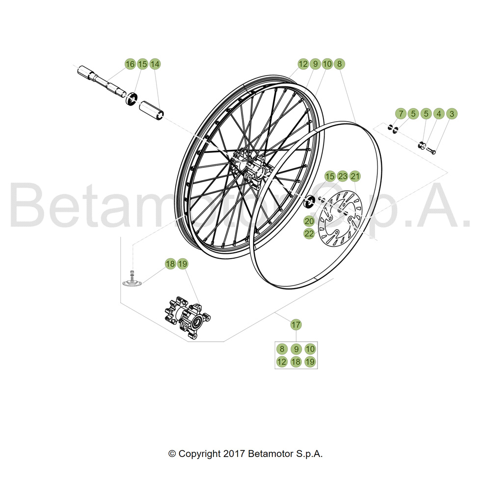 Beta EVO200 18 Vorderrad Ersatzteile Beta EVO200 18 Vorderrad Ersatzteile