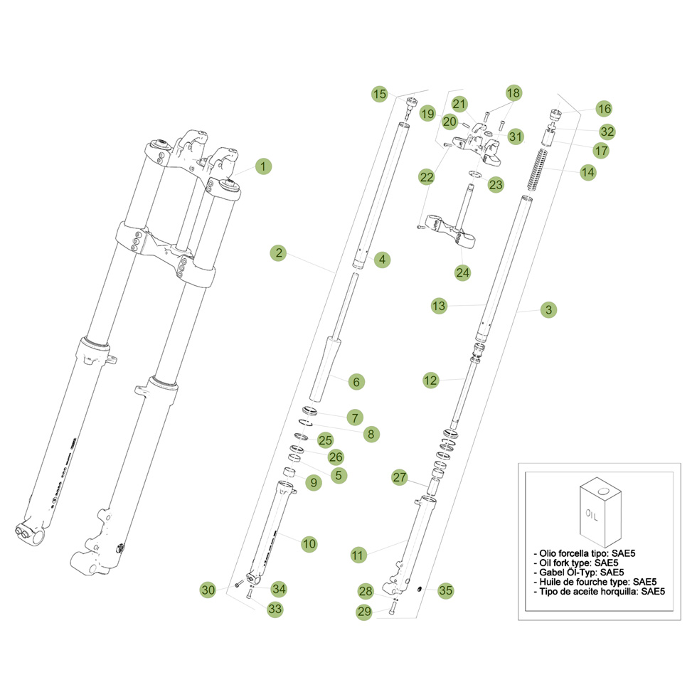 Beta EVO125 Factory 13 Gabel 1 Ersatzteile Beta EVO125 Factory 13 Gabel 1 Ersatzteile