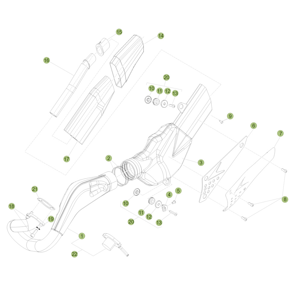 Beta EVO125 Factory 13 Auspuffsystem 2 Ersatzteile Beta EVO125 Factory 13 Auspuffsystem 2 Ersatzteile