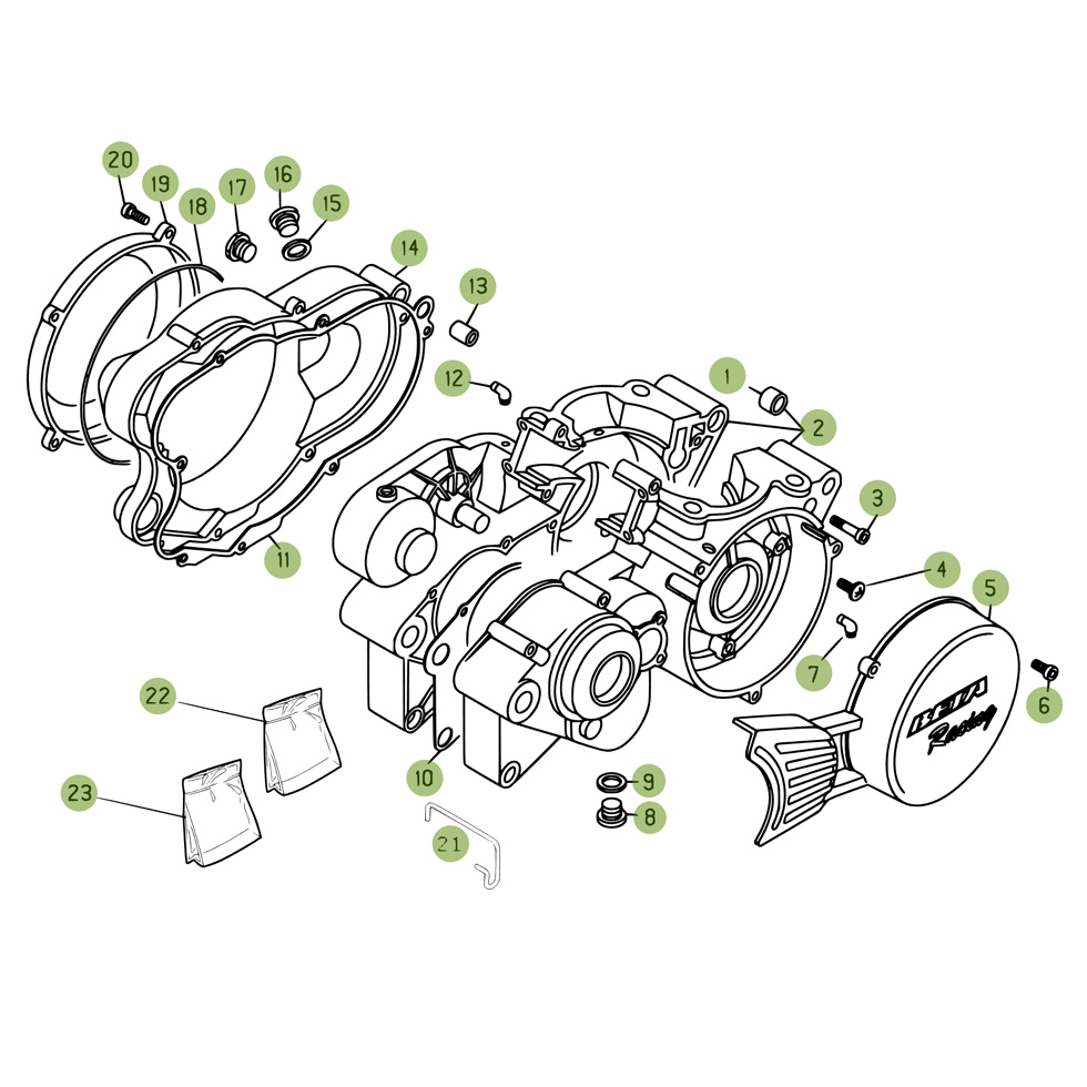 Beta  EVO125 Factory 14 Motorgehäuse Ersatzteile