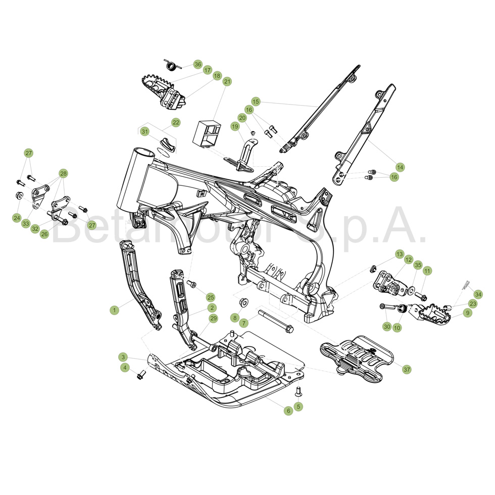 Beta EVO125 Factory 16 Rahmen/Zubehör Ersatzteile Beta EVO125 Factory 16 Rahmen/Zubehör Ersatzteile