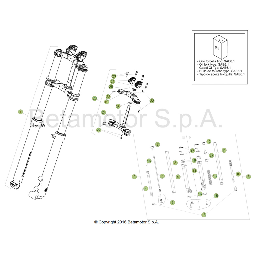 Beta EVO125 Factory 15 Gabel Ersatzteile Beta EVO125 Factory 15 Gabel Ersatzteile