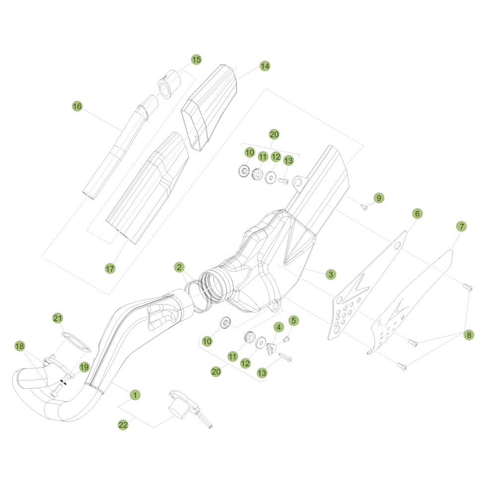 Beta EVO125 Factory 14 Auspuffsystem Ersatzteile Beta EVO125 Factory 14 Auspuffsystem Ersatzteile