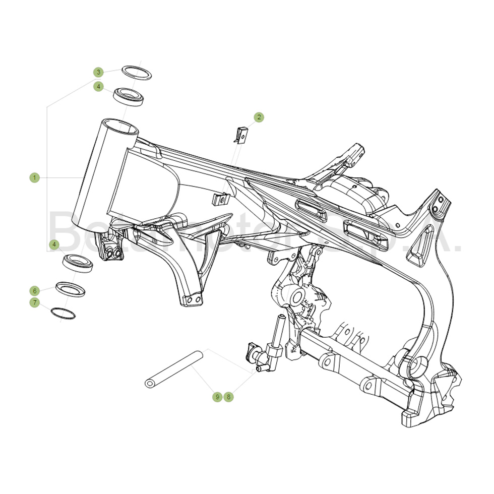 Beta EVO125 Factory 17 Rahmen/Ausleger Ersatzteile Beta EVO125 Factory 17 Rahmen/Ausleger Ersatzteile