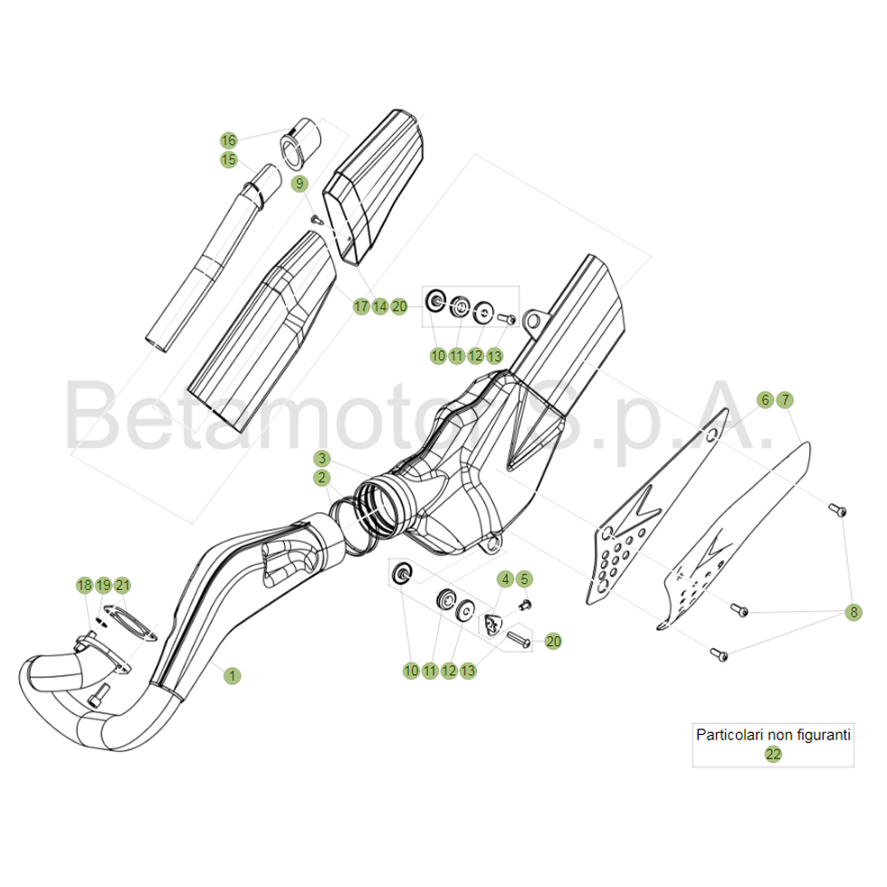 Beta EVO125 Factory 17 Auspuffsystem Ersatzteile Beta EVO125 Factory 17 Auspuffsystem Ersatzteile