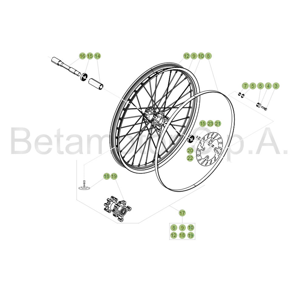 Beta EVO125 Factory 17 Vorderrad Ersatzteile Beta EVO125 Factory 17 Vorderrad Ersatzteile