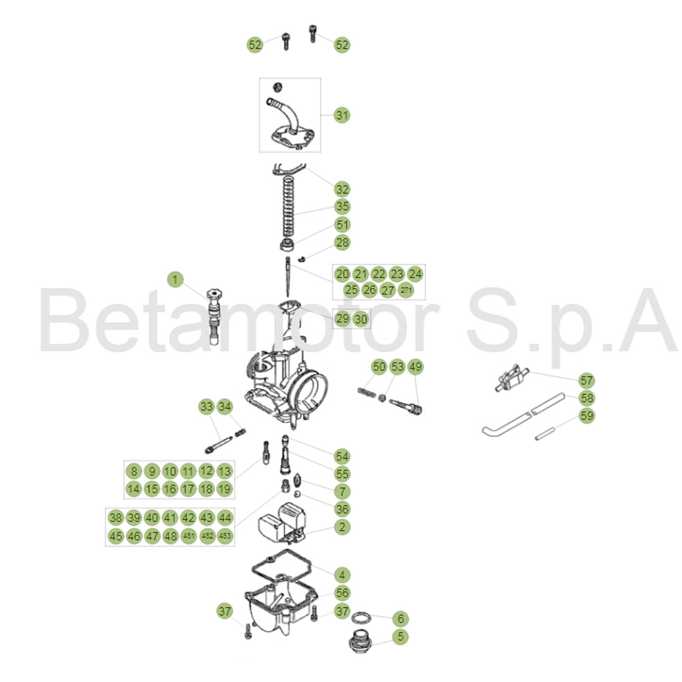 Beta EVO125 Factory 17 Vergaser 2 Ersatzteile Beta EVO125 Factory 17 Vergaser 2 Ersatzteile