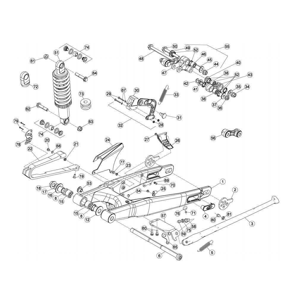 Beta EVO125 15 Schwingarm - Federbein 1 Ersatzteile