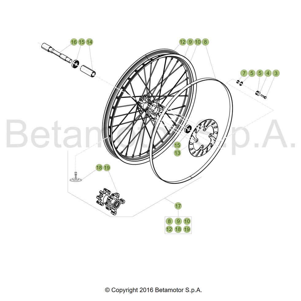 Beta EVO200 17 Vorderrad Ersatzteile Beta EVO200 17 Vorderrad Ersatzteile