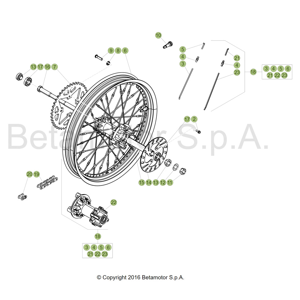 Beta EVO200 18 Hinterrad Ersatzteile
