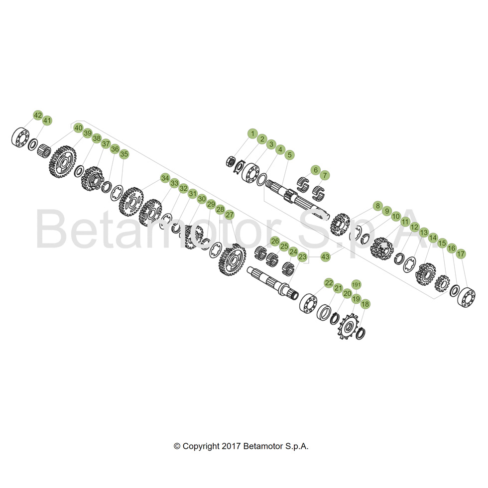 Beta EVO250 18 Getriebe Ersatzteile Beta EVO250 18 Getriebe Ersatzteile