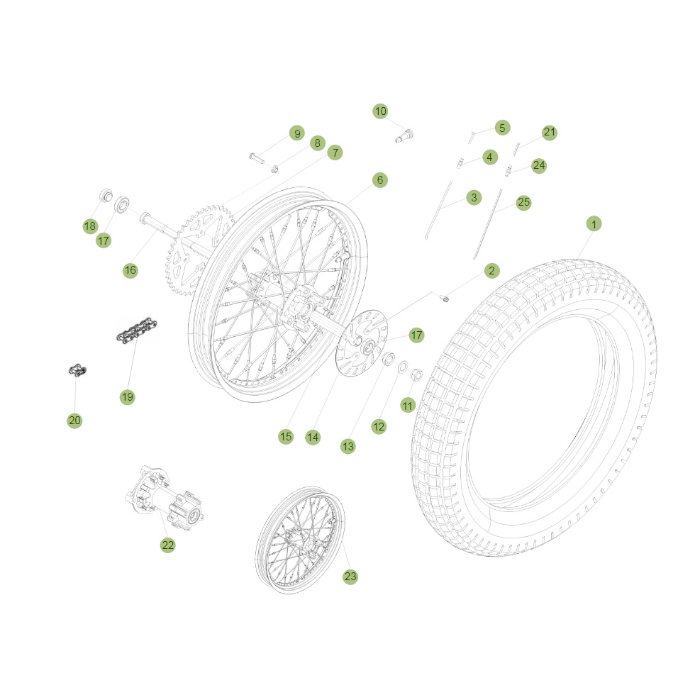 Beta EVO250 Factory 14 Hinterrad Ersatzteile