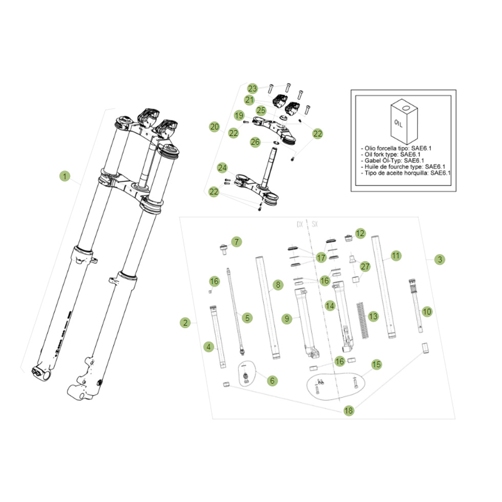 Beta EVO250 Factory 15 Gabel Ersatzteile