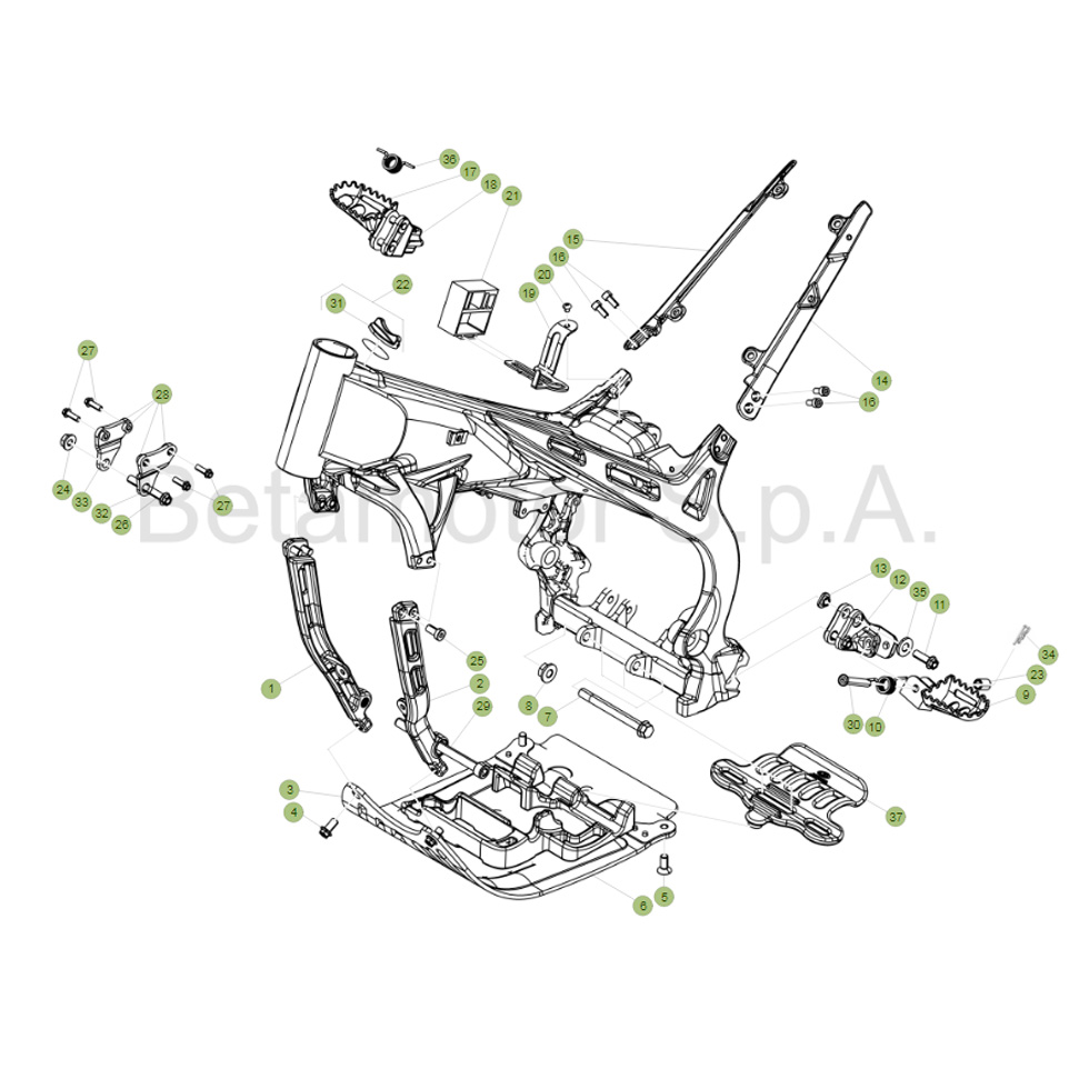 Beta EVO250 Factory 16 Rahmen Zubehör Ersatzteile