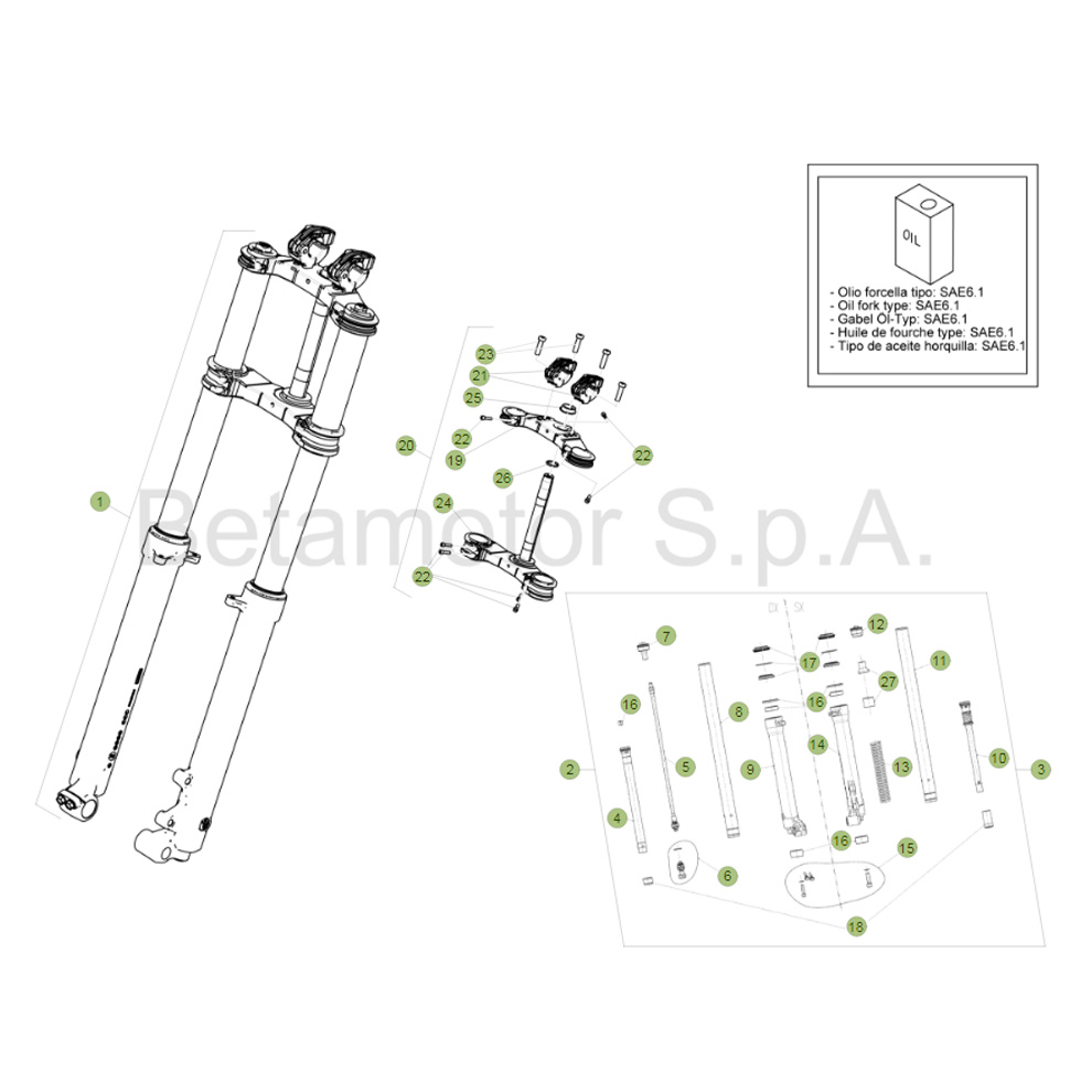 Beta EVO250 Factory 16 Gabel Ersatzteile