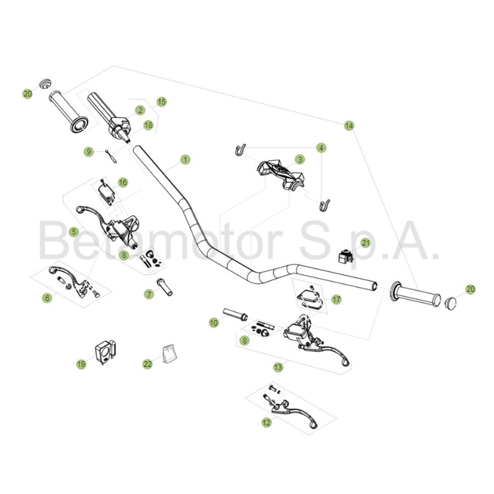 Beta EVO250 Factory 16 Lenker/Armaturen Ersatzteile
