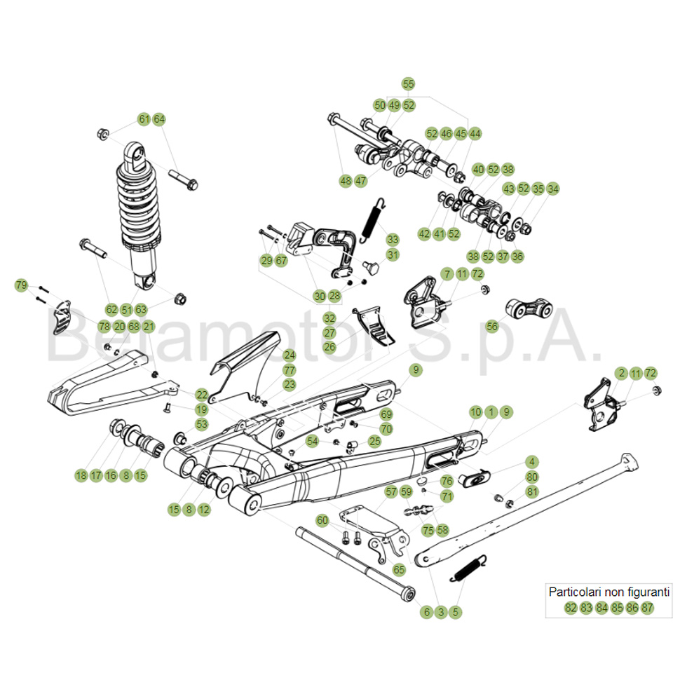 Beta  EVO250 Factory 21 Schwingarm/Federbein Ersatzteile
