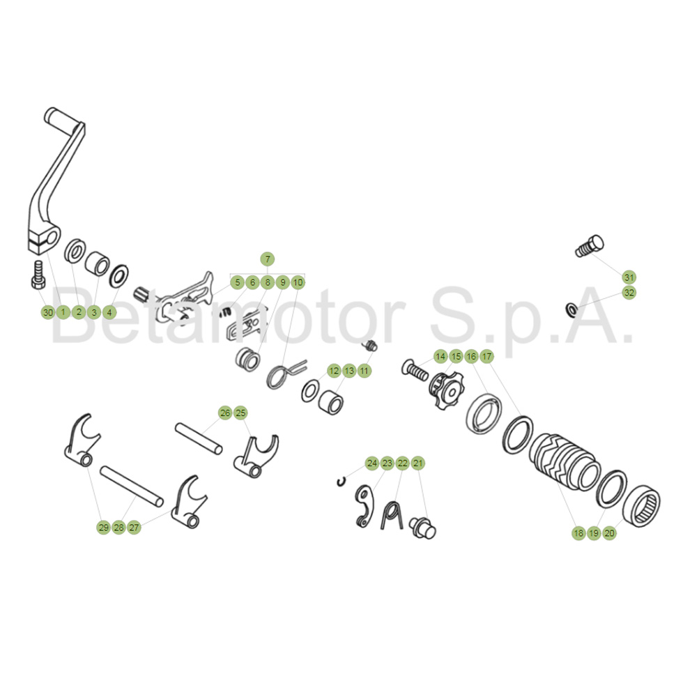 Beta  EVO250 Factory 21 Schaltung Ersatzteile