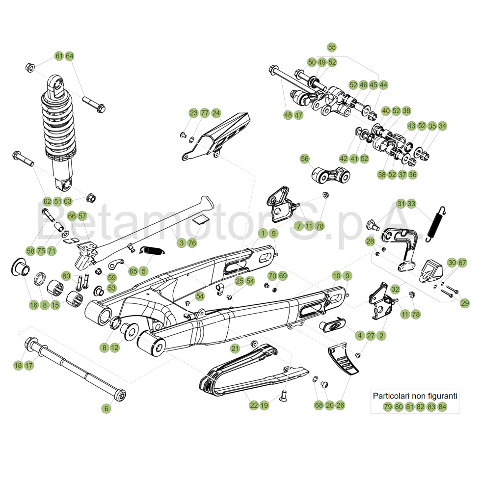 Beta EVO300 4T 14 Schwingarm/Federbein Ersatzteile Beta EVO300 4T 14 Schwingarm/Federbein Ersatzteile