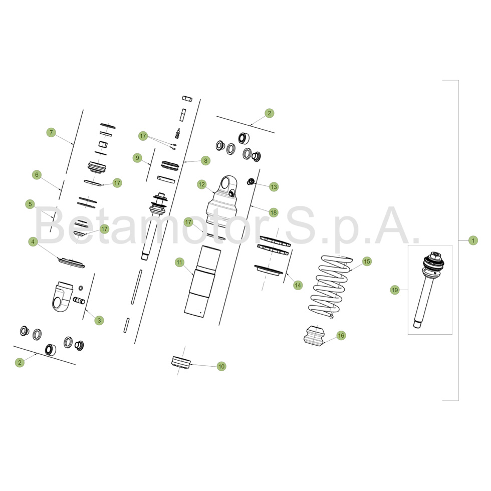 Beta EVO300 4T 17 Schwingarm/Federbein 2 Ersatzteile Beta EVO300 4T 17 Schwingarm/Federbein 2 Ersatzteile