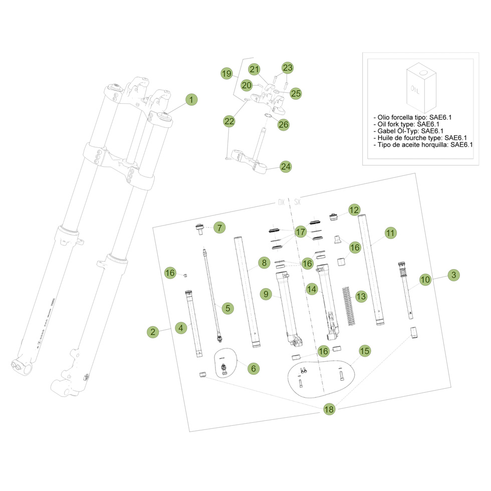 Beta EVO300 4T 14 Gabel Ersatzteile