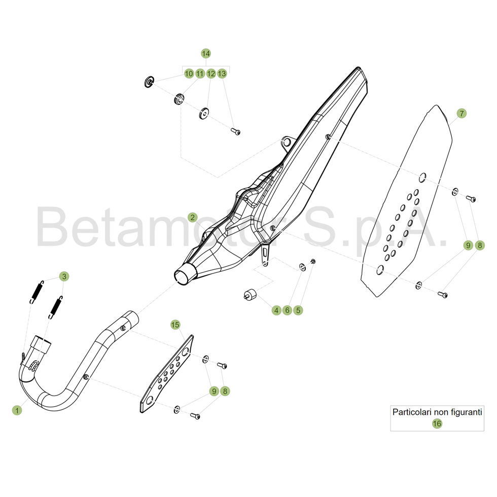 Beta EVO300 4T 14 Auspuffsystem Ersatzteile