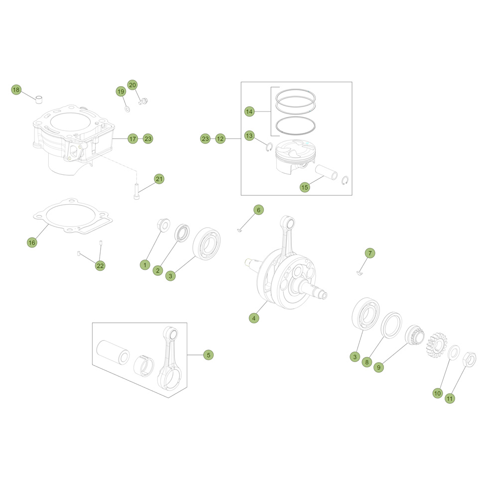 Beta EVO300 4T 14 Kurbelwelle/Kolben/Ausgleichswelle Ersatzteile
