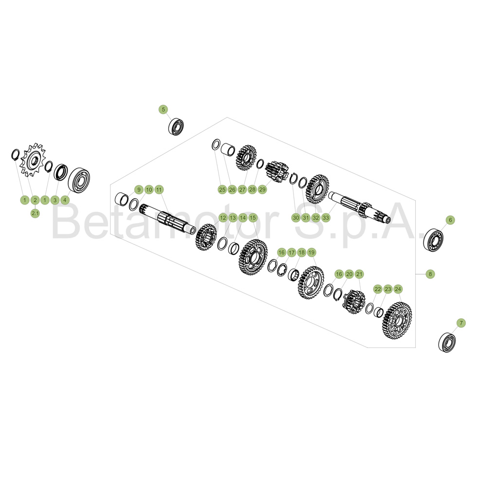 Beta EVO300 4T 14 Getriebe Ersatzteile