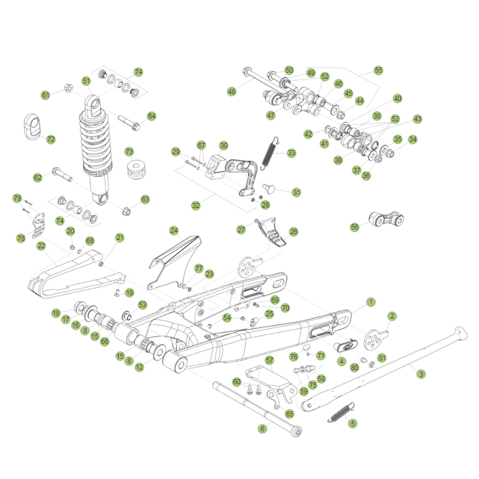 Beta EVO300 Factory 15 Schwingarm/Federbein 1 Ersatzteile