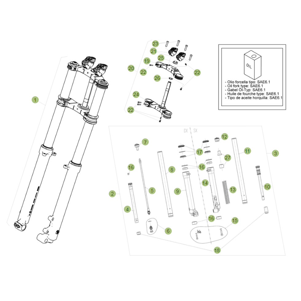 Beta EVO300 Factory 15 Gabel Ersatzteile