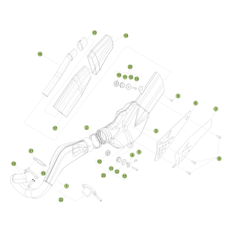 Beta EVO300 Factory 15 Auspuffsystem Ersatzteile