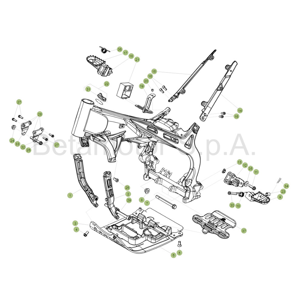 Beta EVO300 Factory 16 Rahmen Zubehör Ersatzteile