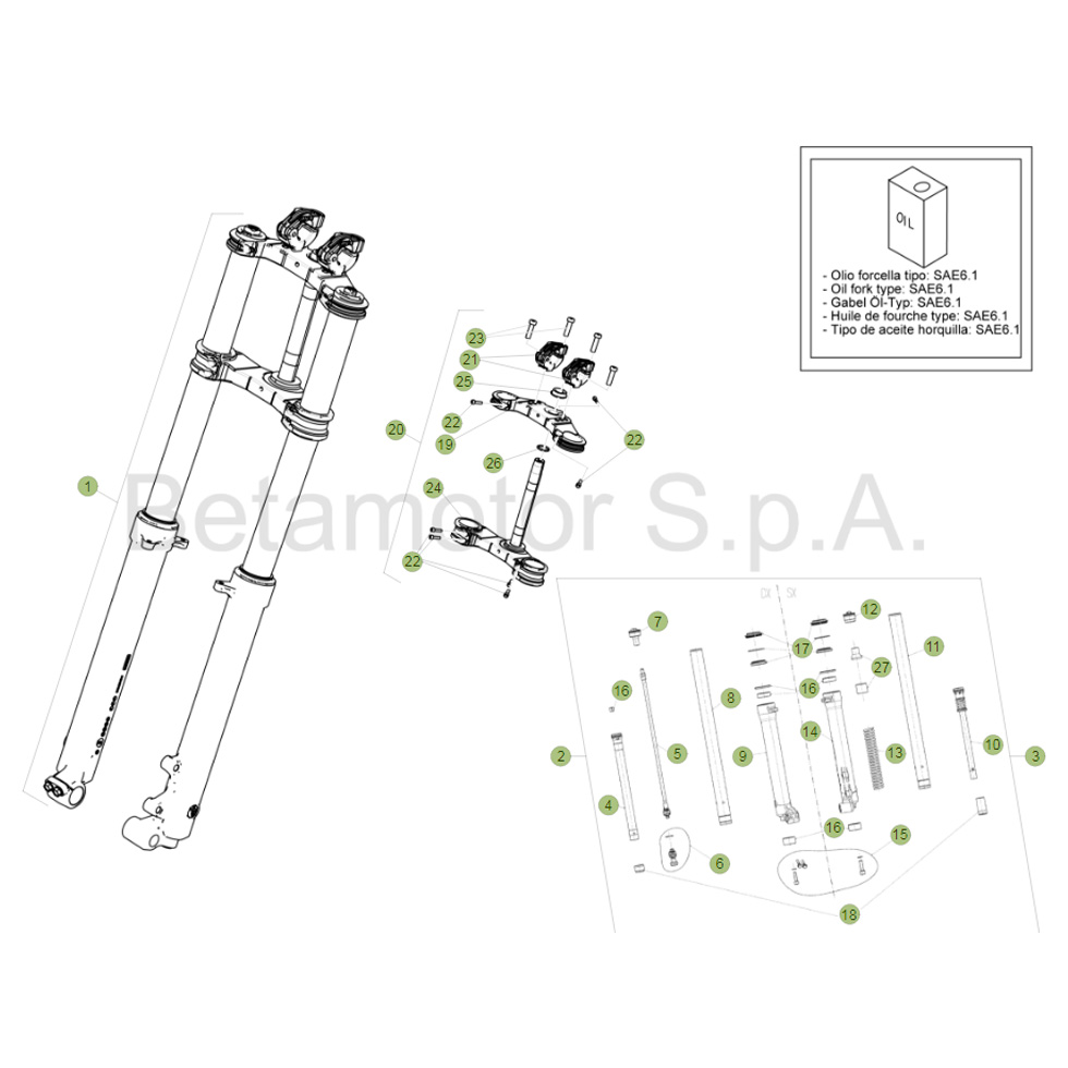 Beta EVO300 Factory 16 Gabel Ersatzteile