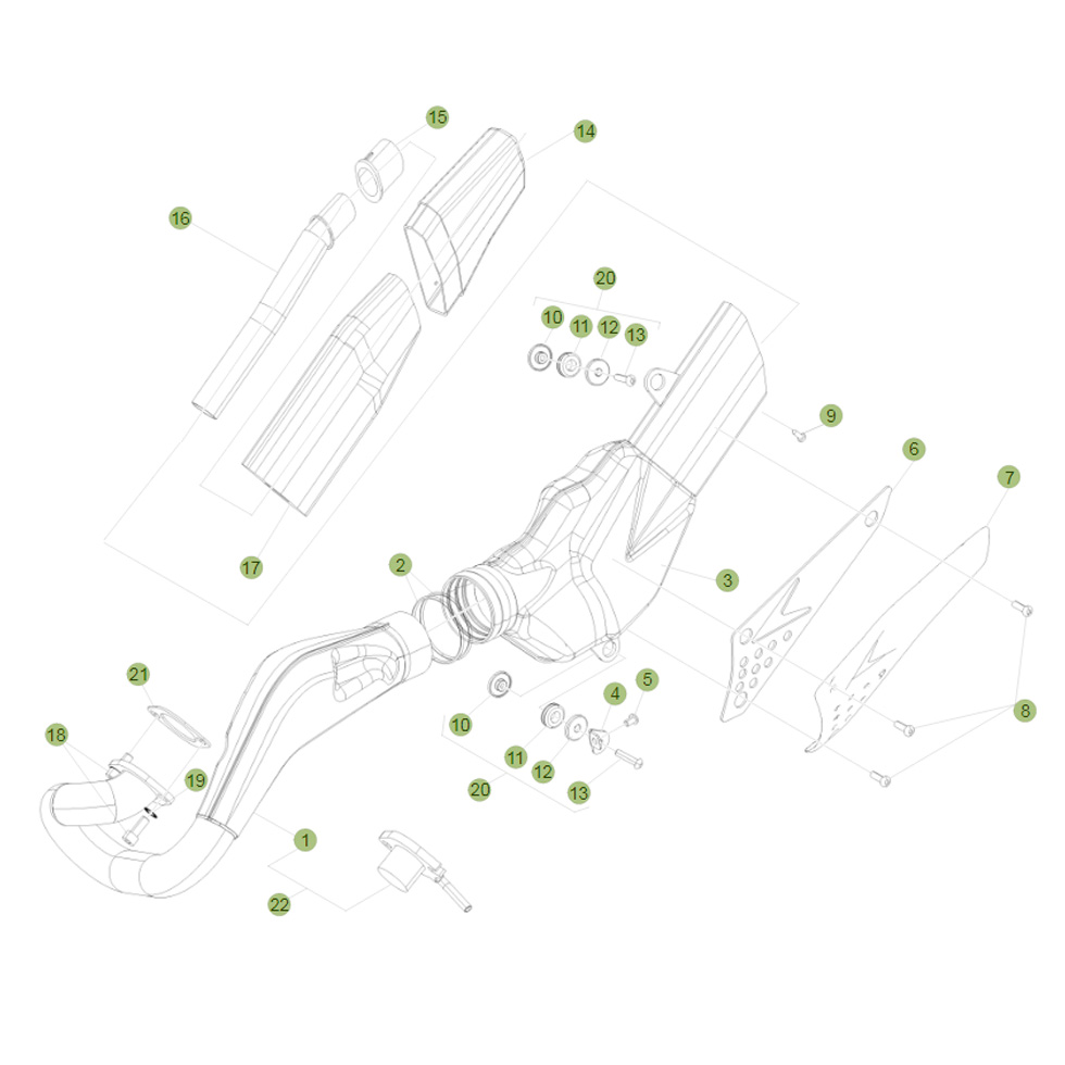 Beta EVO300 Factory 16 Auspuffsystem Ersatzteile