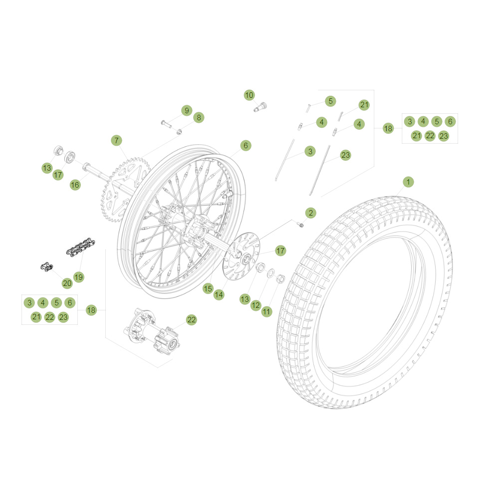 Beta EVO300 Factory 16 Hinterrad Ersatzteile